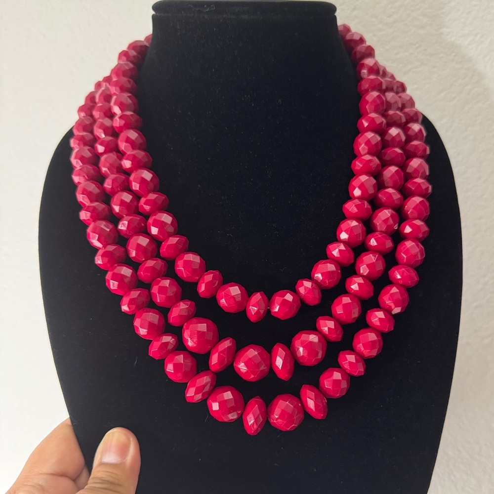 Burgundy dark magenta multi strand necklace